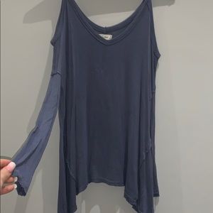 Long-sleeve open shoulder tunic